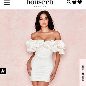 House of CB dress SELENA IVORY SATIN RUFFLE STRAPLESS DRESS